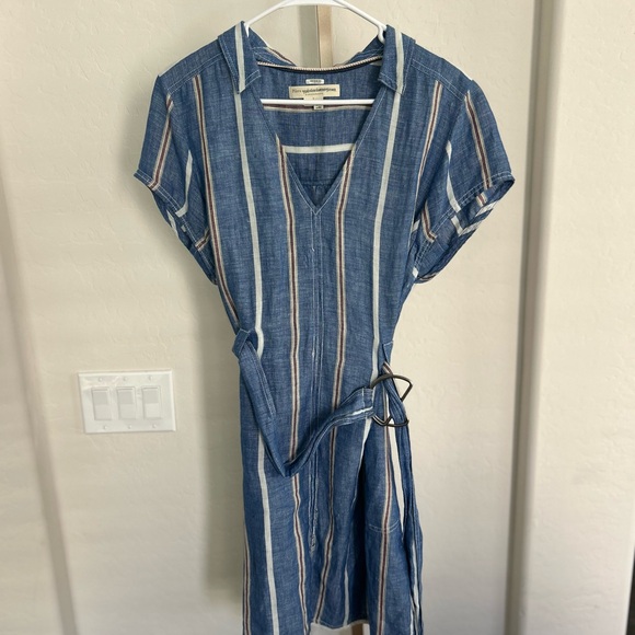 Anthropologie Pilcro Linen Stripe Dress size 14 Cotton Linen - Picture 3 of 12